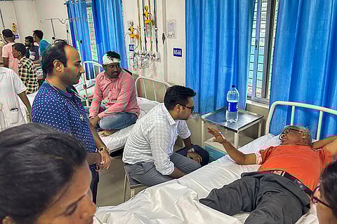 Injured victims undergo treatment at a hospital
